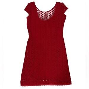 Free People Crochet Beachy Summer Vacation Feminine Mini Dress Party Size M